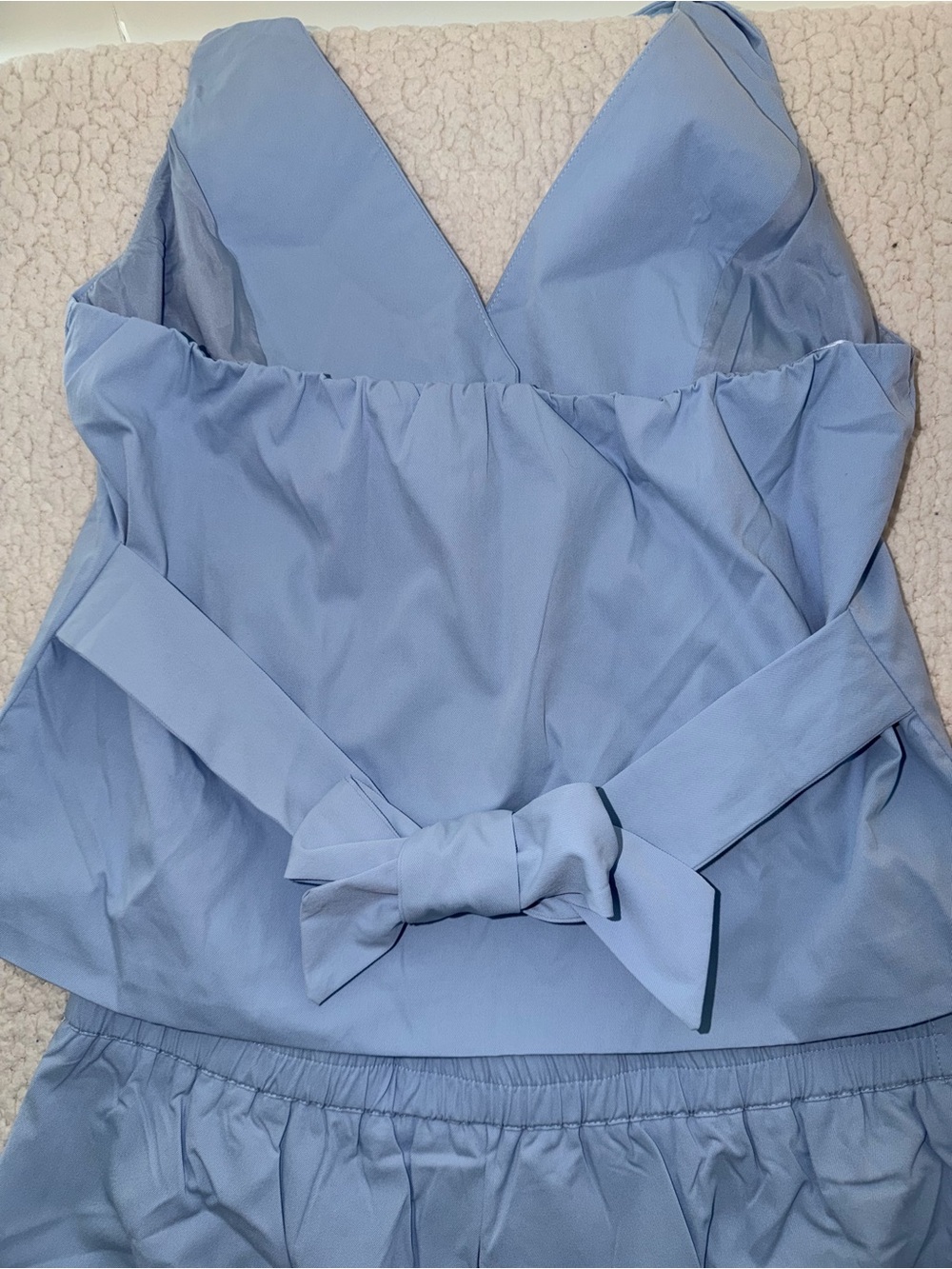 Sleeveless V-Neck Button Vest and Shorts Set - Light Blue - Picture 5 of 8